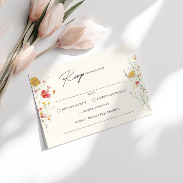 Colourful Wildflower Cream Wedding RSVP  Enclosure Card (Creator Uploaded)