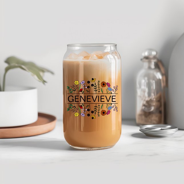 Colourful Wildflower Custom Name Can Glass (Creator Uploaded)