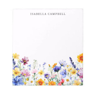 Colourful Wildflower Custom Name Notepad