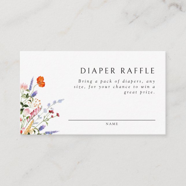 Colourful Wildflower Diaper Raffle Enclosure Card (Front)