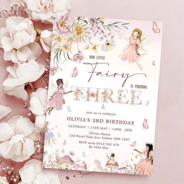Colourful Wildflower Fairy Princess 3rd Birthday | Invitation (Creator Uploaded)
