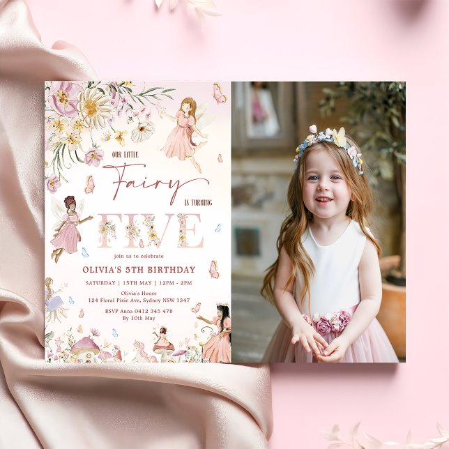 Colourful Wildflower Fairy Princess 5th Birthday | Invitation (Creator Uploaded)