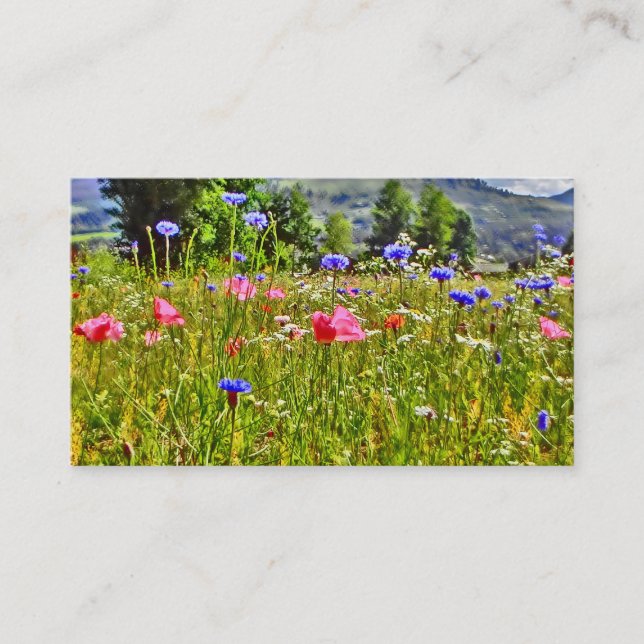 Colourful wildflower field business cards (Front)