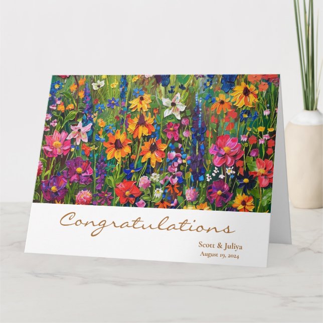 Colourful Wildflower field  wedding greeting Card (Front)