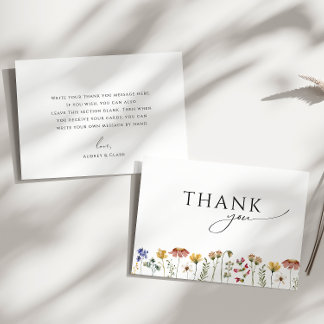 Colourful Wildflower Flat Baby Shower Thank You Card