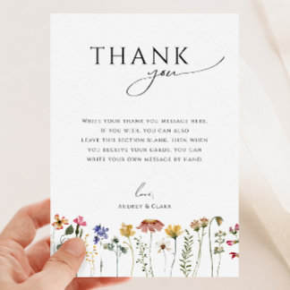 Colourful Wildflower Flat Vertical Baby Shower Thank You Card