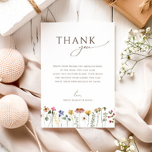 Colourful Wildflower Flat Vertical Birthday Party Thank You Card