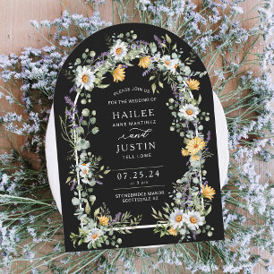 Colourful Wildflower Floral Arched Spring Wedding Invitation