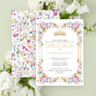 Colourful Wildflower Floral Garden Quinceañera Invitation