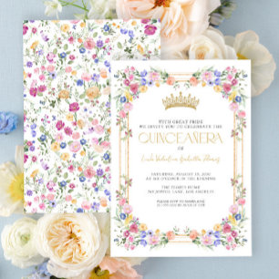 Colourful Wildflower Floral Garden Quinceañera Invitation