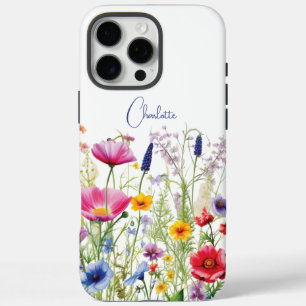 Colourful Wildflower Floral Personalised Name iPhone 16 Pro Max Case