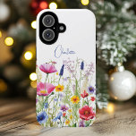 Colourful Wildflower Floral Personalised Name iPhone 16 Case<br><div class="desc">Colourful Wildflower Floral Personalised Name iPhne 16 Cases Phone Cases features your custom personalised name in modern calligraphy script typography. Give a personalised gift for Christmas,  birthday,  holidays,  Mothers' Day to mum,  sister,  best friends,  teachers and more. Designed by Evco Studio www.zazzle.com/store/evcostudio</div>