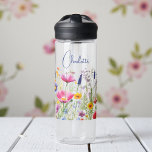 Colourful Wildflower Floral Personalised Name Water Bottle<br><div class="desc">Colourful Wildflower Floral Personalised Name Water Bottle features your custom personalised name in modern calligraphy script typography. Perfect for school,  work,  sports and home. Give a personalised gift for Christmas,  birthday,  holidays,  Mothers' Day to mum,  sister,  best friends,  teachers and more. Designed by Evco Studio www.zazzle.com/store/evcostudio</div>