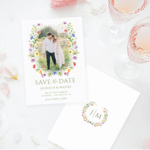 Colourful Wildflower Floral Save The Date Photo Invitation