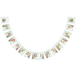Colourful Wildflower Floral Watercolor Birthday Bunting