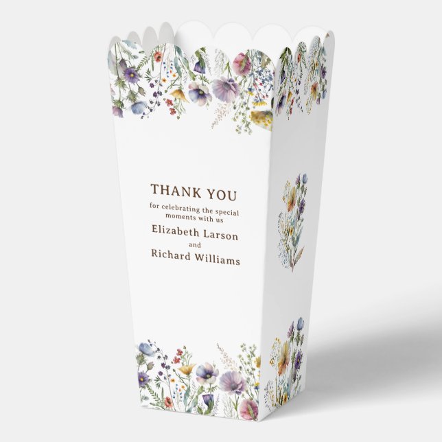 Colourful Wildflower Floral Watercolor Wedding Favour Box (Front)