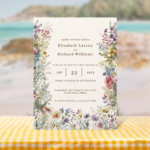 Colourful Wildflower Floral Watercolor Wedding Invitation