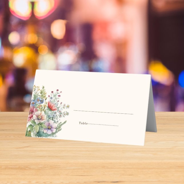 Colourful Wildflower Floral Watercolor Wedding Place Card (Creator Uploaded)