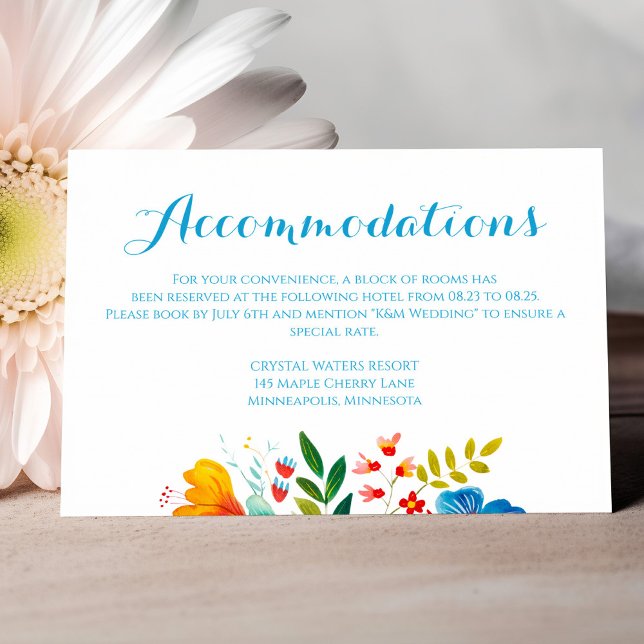 Colourful Wildflower Floral Wedding Accommodation Enclosure Card (Creator Uploaded)