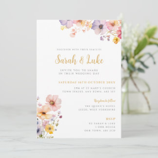 Colourful Wildflower Floral Wedding Invitation
