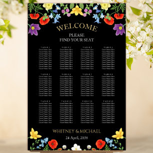 Colourful Wildflower Floral Wedding Seating Chart