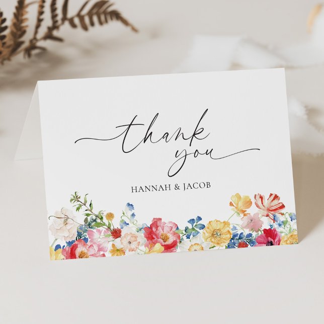 Colourful Wildflower Floral Wedding Thank You Card (Creator Uploaded)