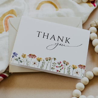 Colourful Wildflower Folded Baby Shower Thank You Card