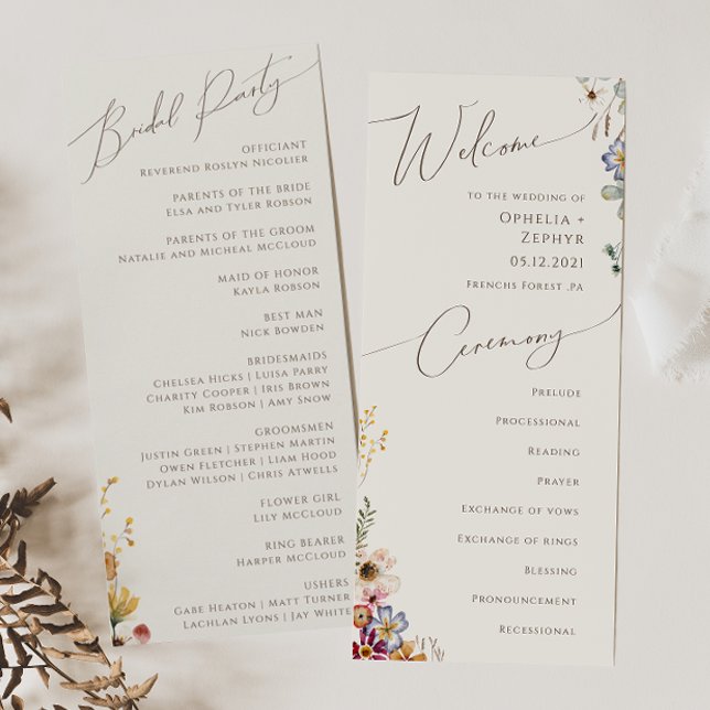 Colourful Wildflower Garden | Beige Wedding Programme (Creator Uploaded)