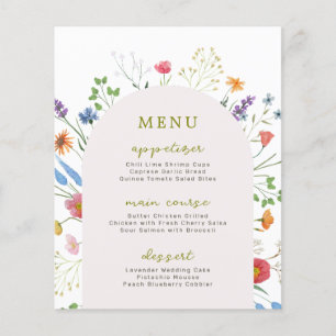 Colourful Wildflower Garden Bridal Shower Menu
