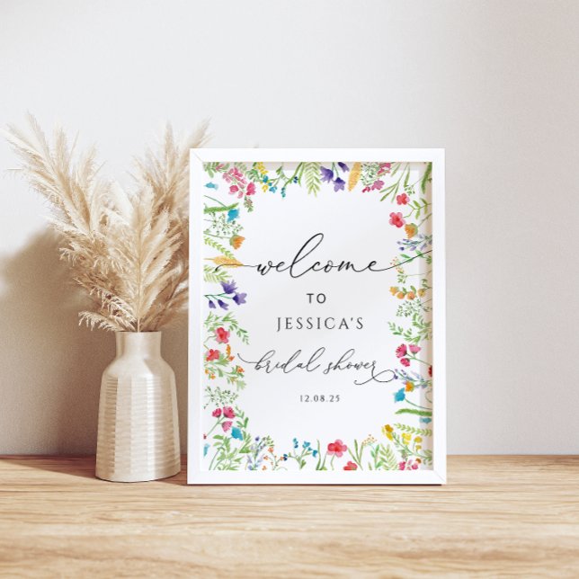 Colourful Wildflower Garden Bridal Shower Welcome Poster (Creator Uploaded)