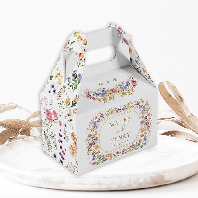Colourful Wildflower Garden Flowers Wedding Party Favour Box (Creator Uploaded)