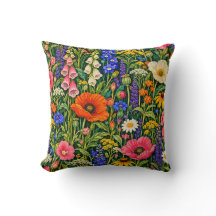 Colourful Wildflower Garden on Dark Green