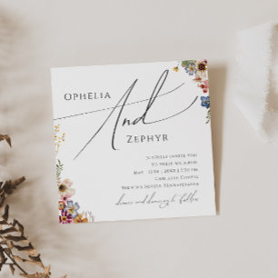 Colourful Wildflower Garden Square Wedding Invitation