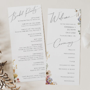 Colourful Wildflower Garden   Wedding Program Programme