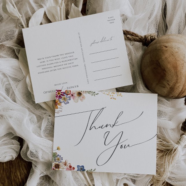 Colourful Wildflower | Garden Wedding Thank You  Postcard (Creator Uploaded)