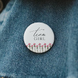 Colourful Wildflower Gender Reveal Team Girl 6 Cm Round Badge<br><div class="desc">This colourful wildflower gender reveal team girl button is perfect for your simple, whimsical, boho rainbow summer baby shower. The bright, enchanted pink florals give this product the feel of a minimalist, elegant, vintage hippie spring garden. The modern design is artsy and delicate, portraying a classic earthy meadow done in...</div>