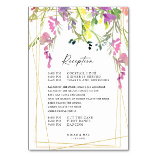 Colourful Wildflower Geometric Reception Program Table Number