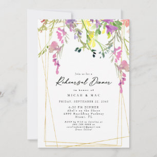 Colourful Wildflower Geometric Rehearsal Invitatio Invitation