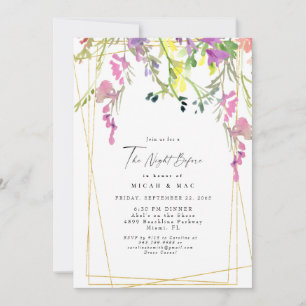 Colourful Wildflower Geometric The Night Before Invitation