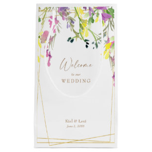 Colourful Wildflower Geometric Wedding Welcome Gol Small Gift Bag