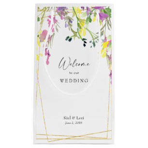 Colourful Wildflower Geometric Wedding Welcome Small Gift Bag