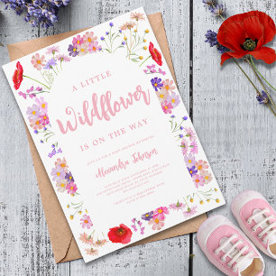 Colourful Wildflower Girl Baby Shower Invitation