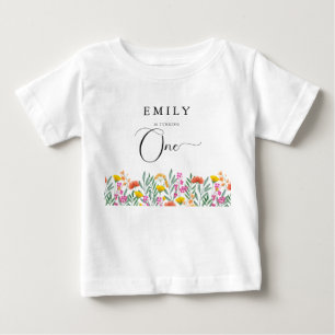 Colourful Wildflower Girl's First Birthday Baby T-Shirt