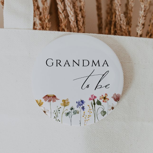 Colourful Wildflower Grandma To Be 6 Cm Round Badge (Creator Uploaded)