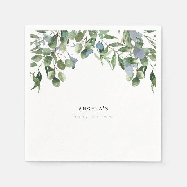 Colourful Wildflower Greenery Custom Blue Baby  Napkin (Front)