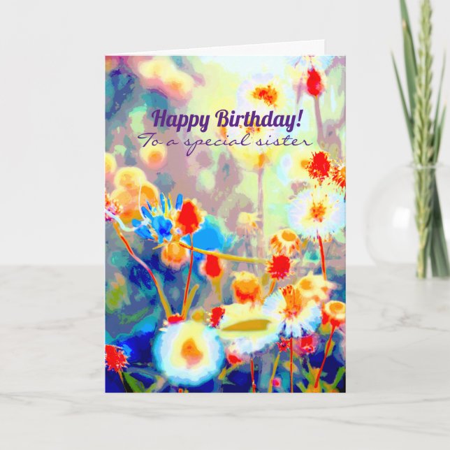 Colourful Wildflower Happy Birthday Flowers Card (Front)