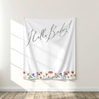 Colourful Wildflower Hello Baby Backdrop