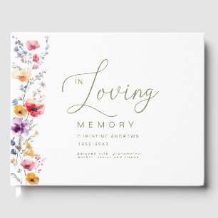 Colourful Wildflower "In Loving Memory" Funeral  Guest Book