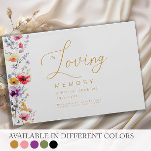 Colourful Wildflower "In Loving Memory" Funeral Guest Book
