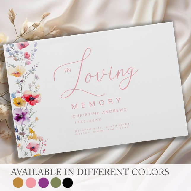 Colourful Wildflower "In Loving Memory" Funeral  Guest Book (Creator Uploaded)